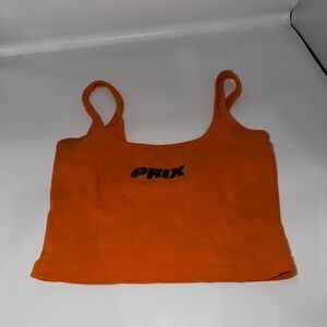 PRIX Orange Cropped Tank Top Glitter Trim Racerback Women's Medium Hailey beiber